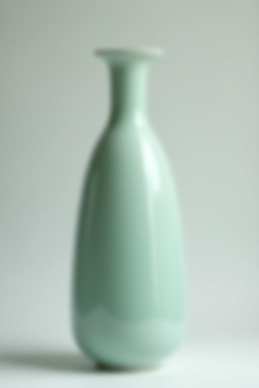 Tall celadon glazed ceramic vase