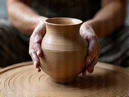 Artisan throwing a vase on a pottery wheel